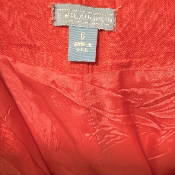 J McLAUGHLIN 6 FLARE LEG WOMENS LINEN CORAL LINED PREPPY DRESSY CAREER PANTS - Picture 3 of 15